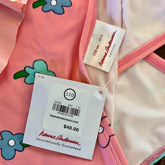 NWT - Hanna Andersson Sunblock One-Piece skirted Halter Swimsuit - Size 5 - Picture 5 of 6